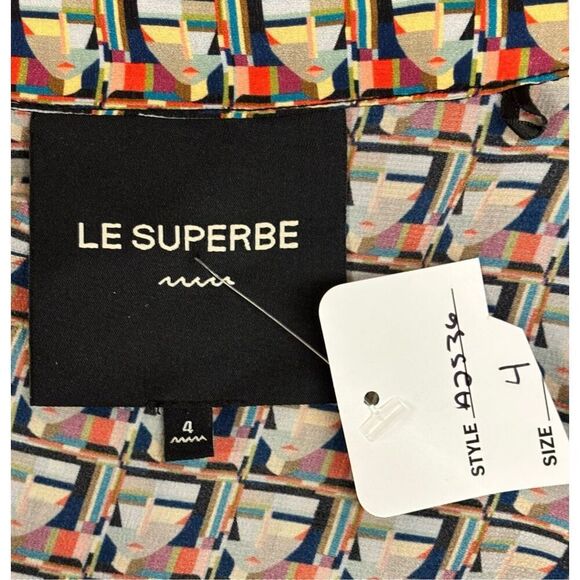 Le Superbe Faux Wrap Dress in Geometric Print NWT Size 4 - Picture 5 of 5